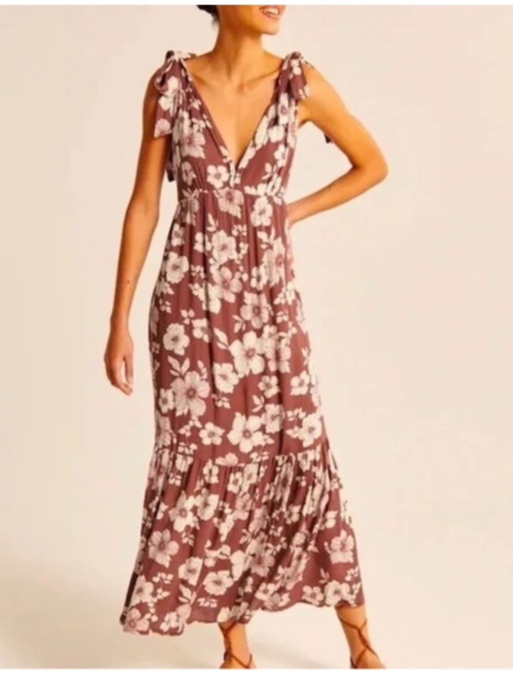 Abercrombie tie strap floral dress XS